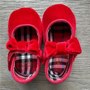 Red velvet Mary Janes size 3-6 months